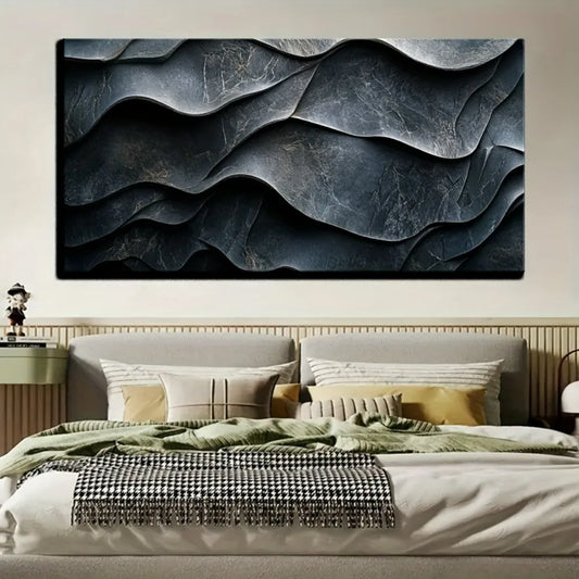 Elegant Gold Gray Abstract Canvas Art