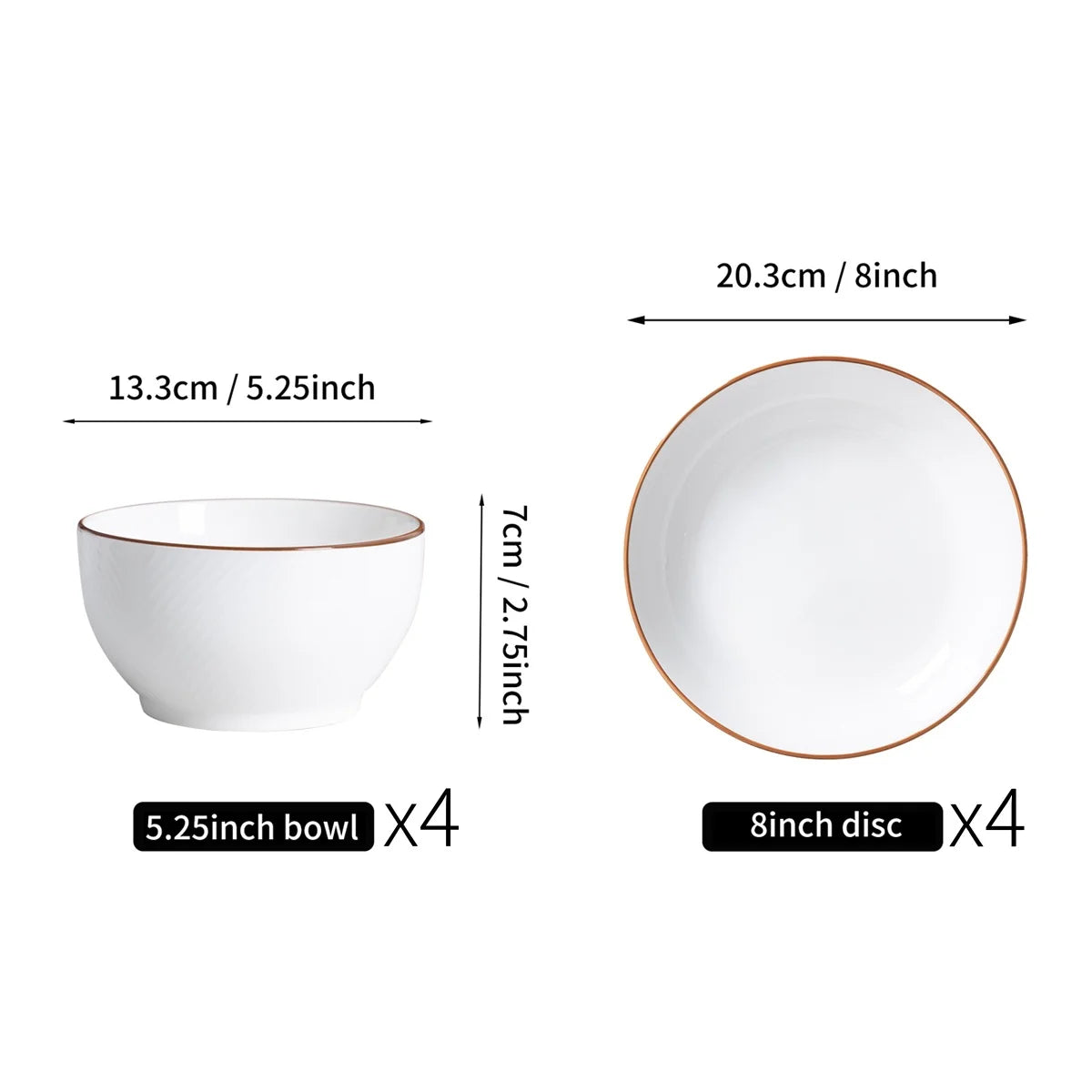 8 Piece Elegant Porcelain Tableware Set