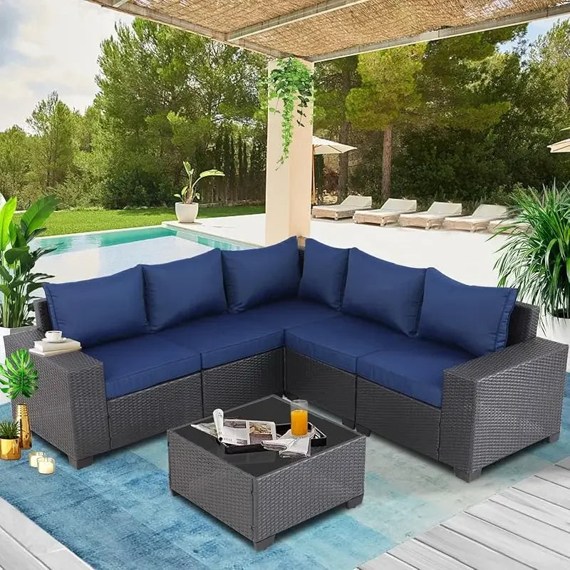 Wicker Rattan Sectional Sofa Patio Sets