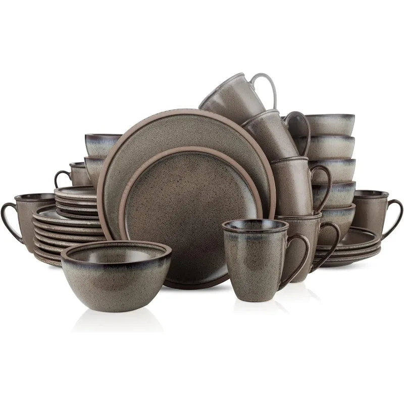 Tom Stoneware Reactive Glaze Dinnerware Set, 16/32 piece