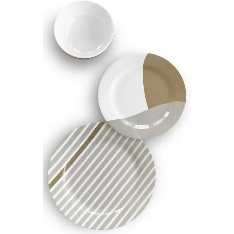 12-Piece Melamine Dinnerware Set - Service for 4, BPA free and dishwasher safe