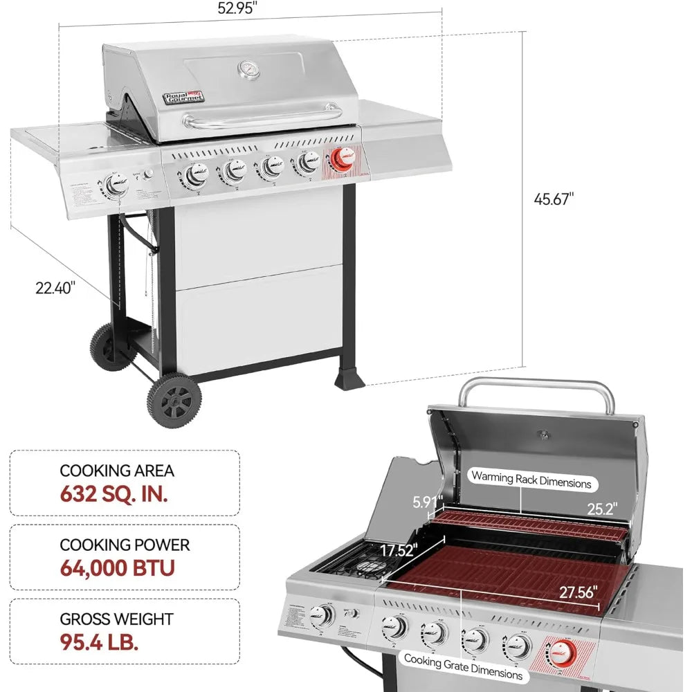 GA5401T 5-Burner Propane Gas Grill with Sear Burner and Side Burner