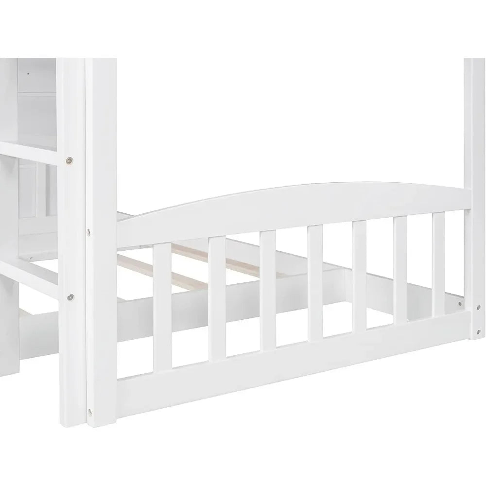 Toddler House Bunk Bed with Slide and Ladder