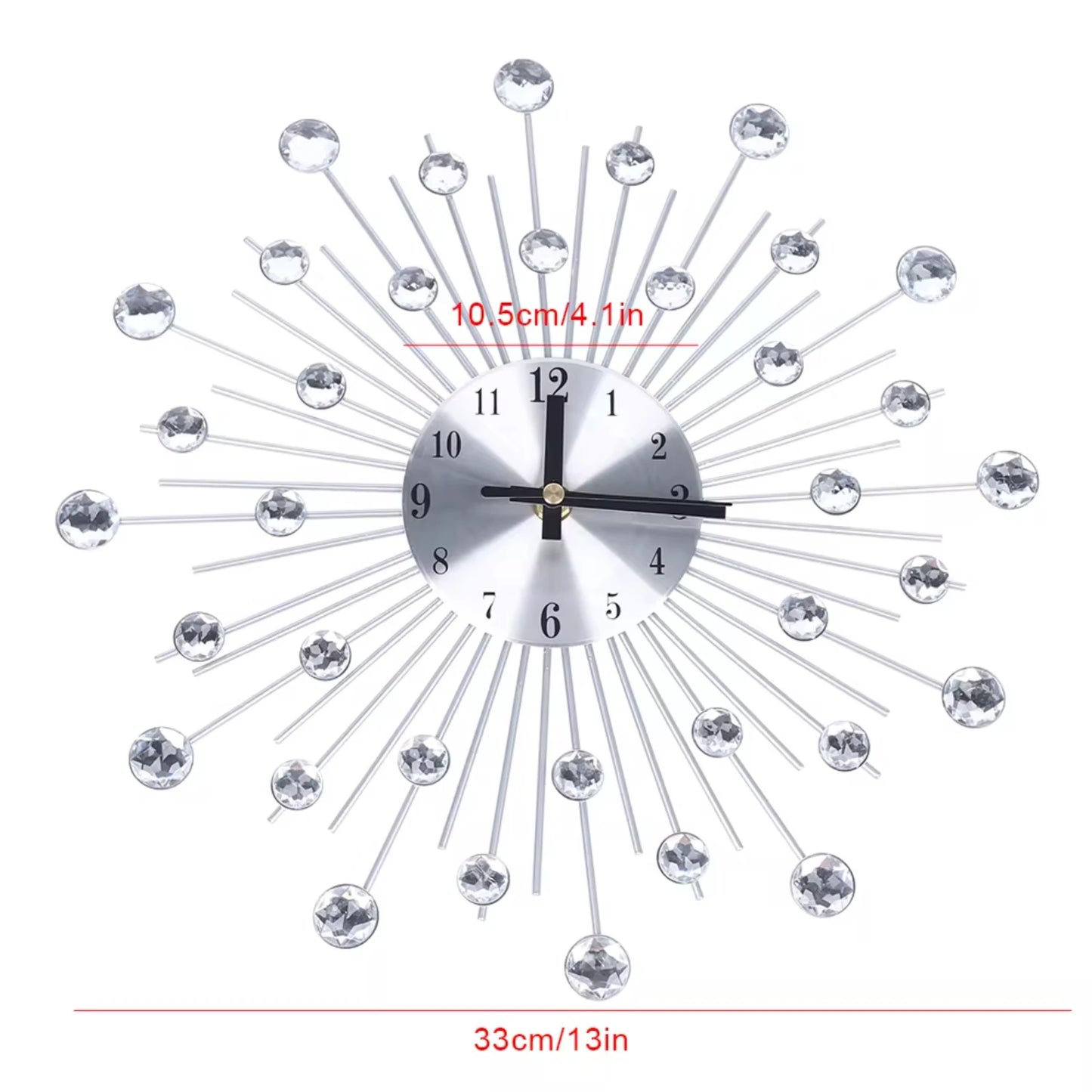 Silver Crystal Non-Ticking  Wall Clock