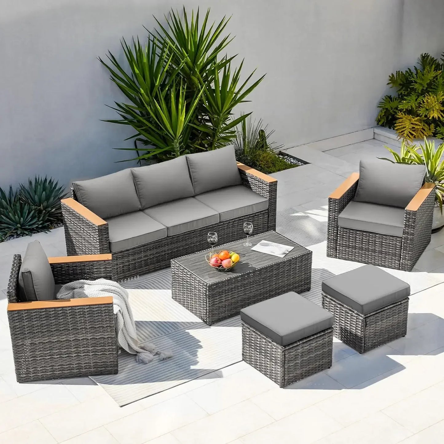 Exclusive Quick Install Patio Furniture Set w/Ottoman