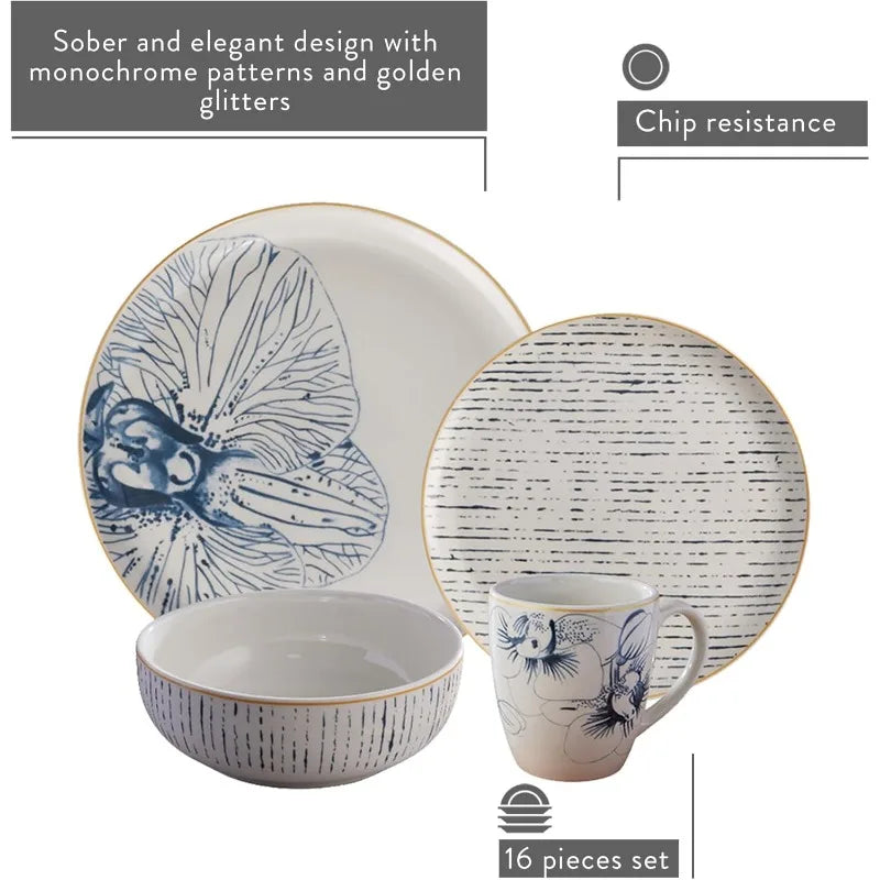 16– piece Hand Painted Ceramic Dinnerware Set