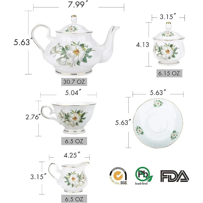 22-Piece Porcelain Ceramic Coffee/ Tea Gift Sets, Service for 6