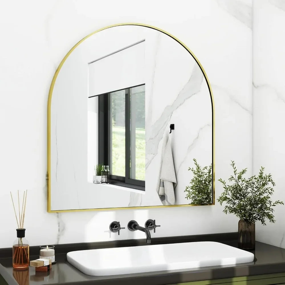 Metal Frame Arched Wall Mirror