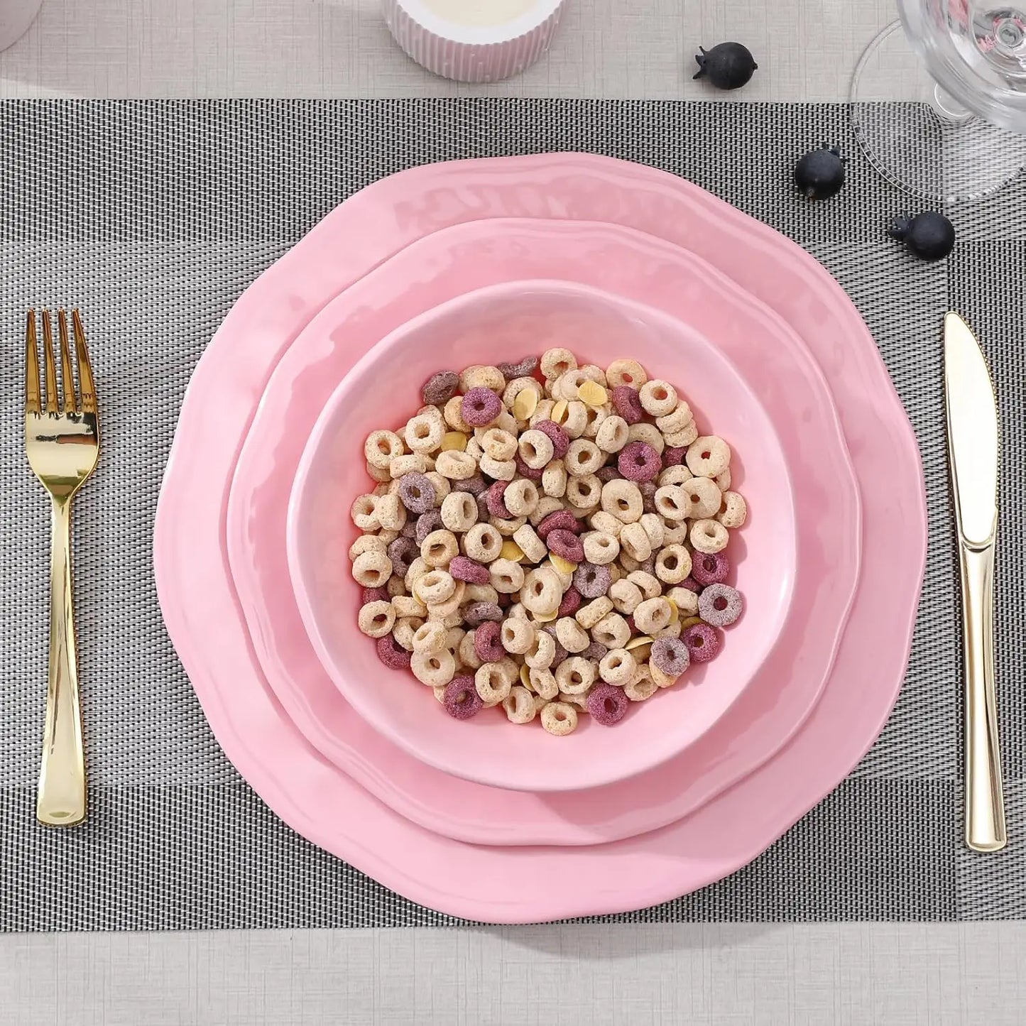 18 Piece Pink Melamine Dinnerware Set