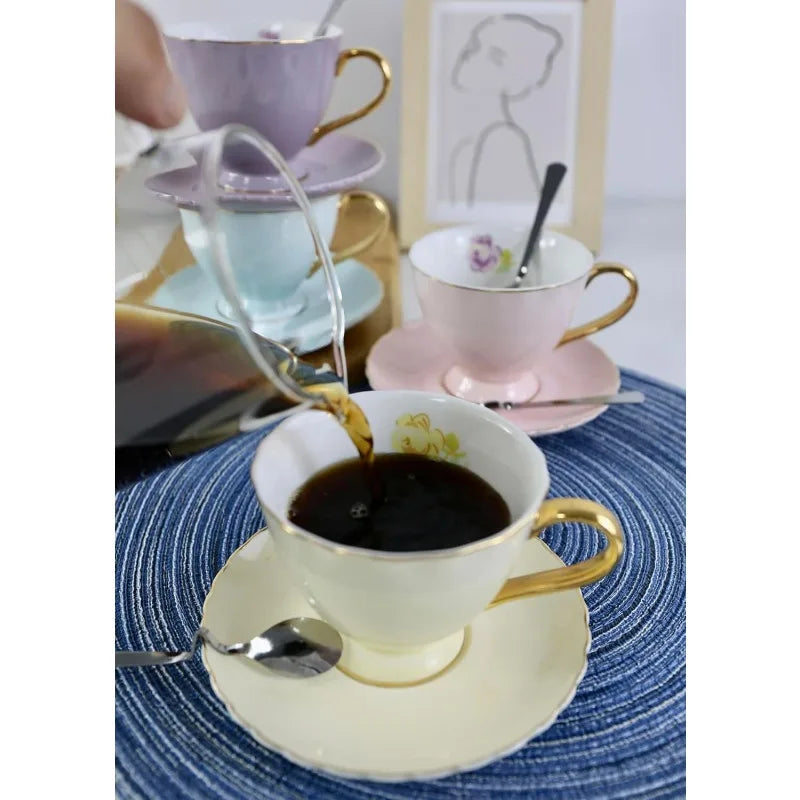 Euro Style Porcelain Cup and Saucer, Set of 4