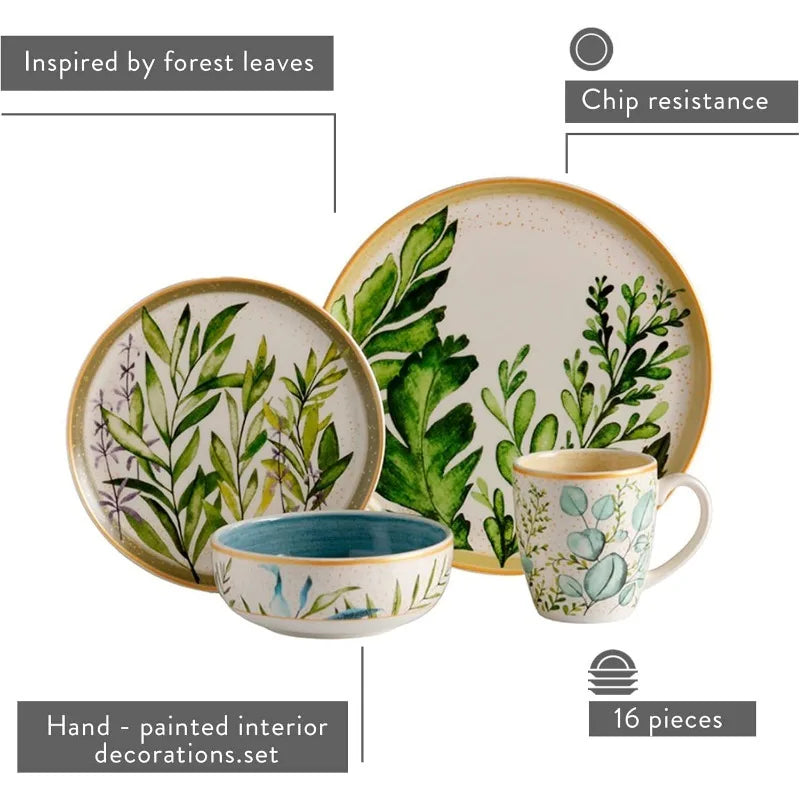 16– piece Hand Painted Ceramic Dinnerware Set