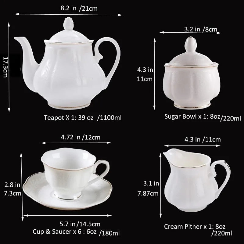 15-pcs Lotus Shape Porcelain Tea Set , White