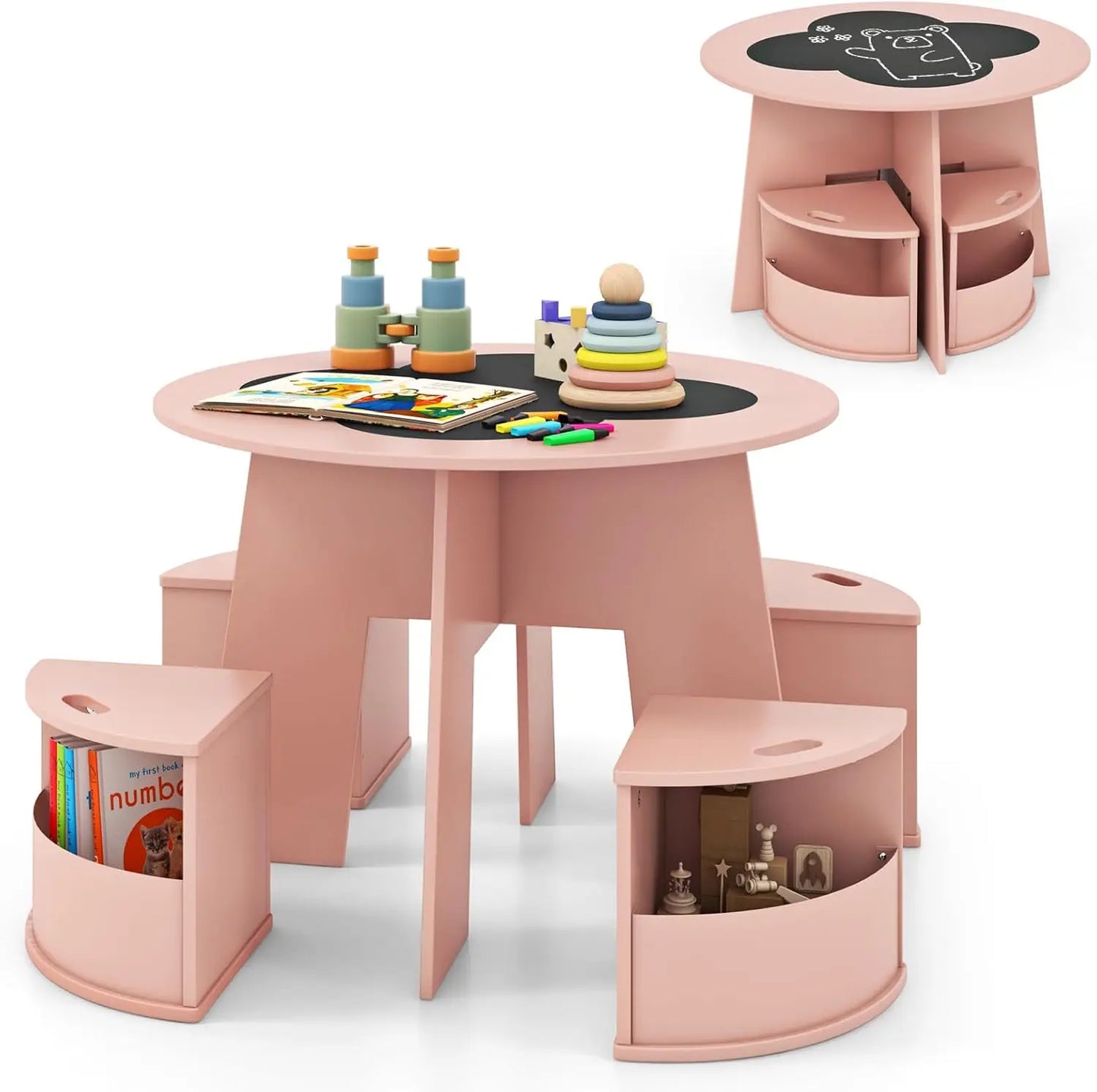 Toddlers' Wooden Flower Shaped Nesting Table Set