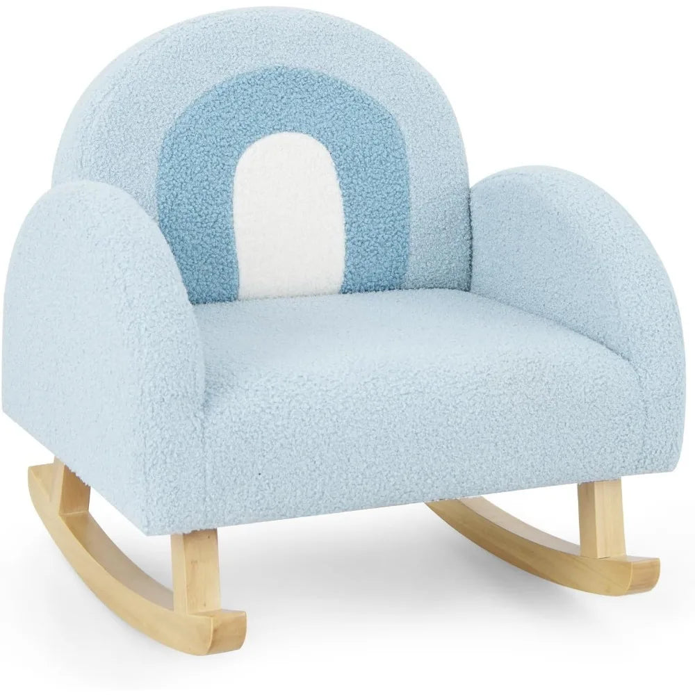 Plush Fabric Upholstered Children's Armchair with Solid Wooden Frame, Anti-Tipping Design