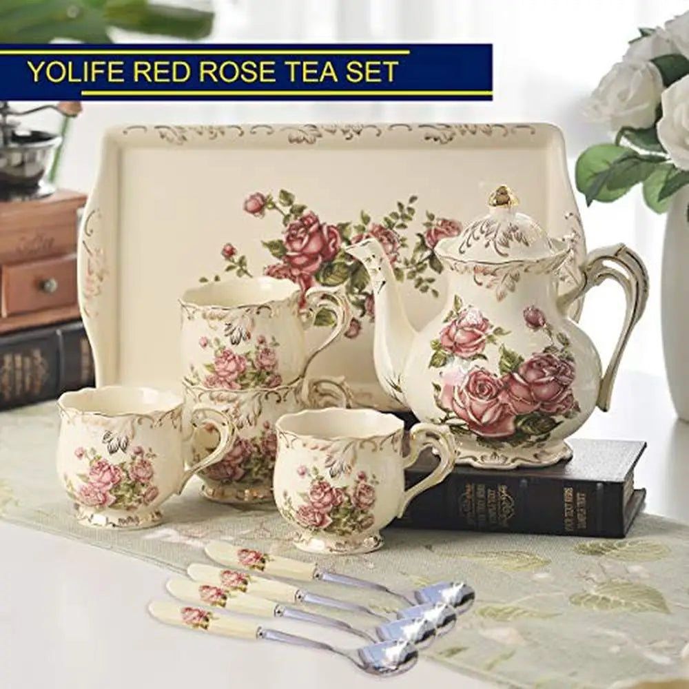 Vintage European Rose Porcelain Tea Set