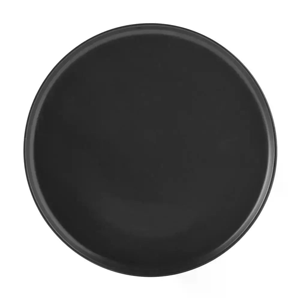 Matte Black Stoneware Dinnerware Set Chic Minimalist Design 12-Piece Set