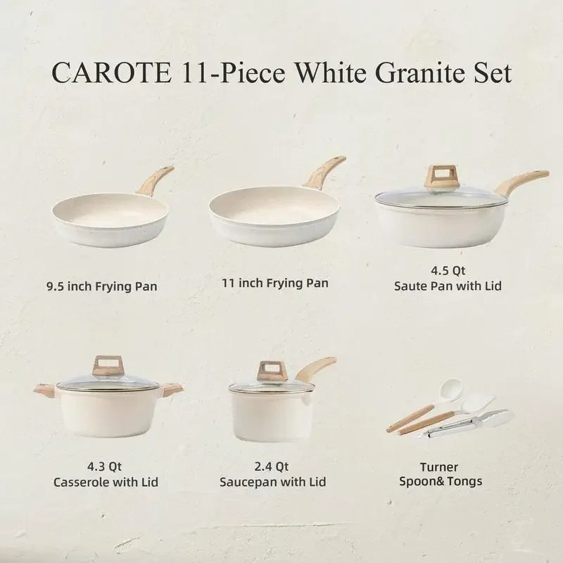 10 Pcs/11 Pcs CAROTE Nonstick Cookware Sets