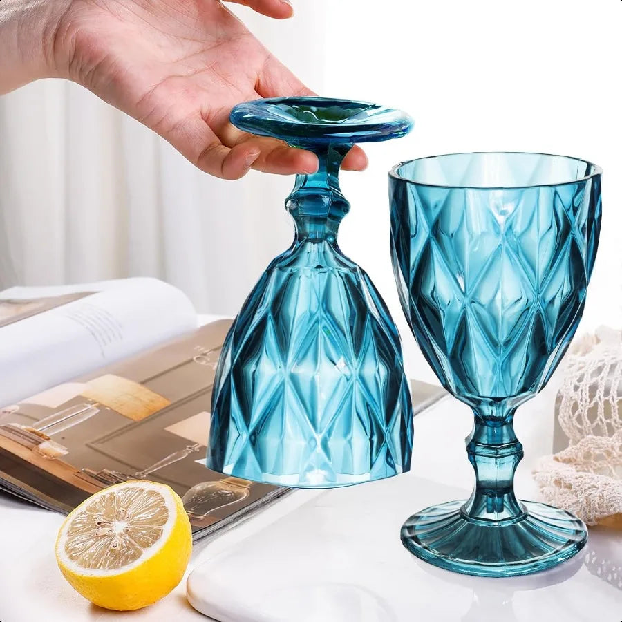 Set of 4 Plastic Reusable 12 Ounce Water Goblets