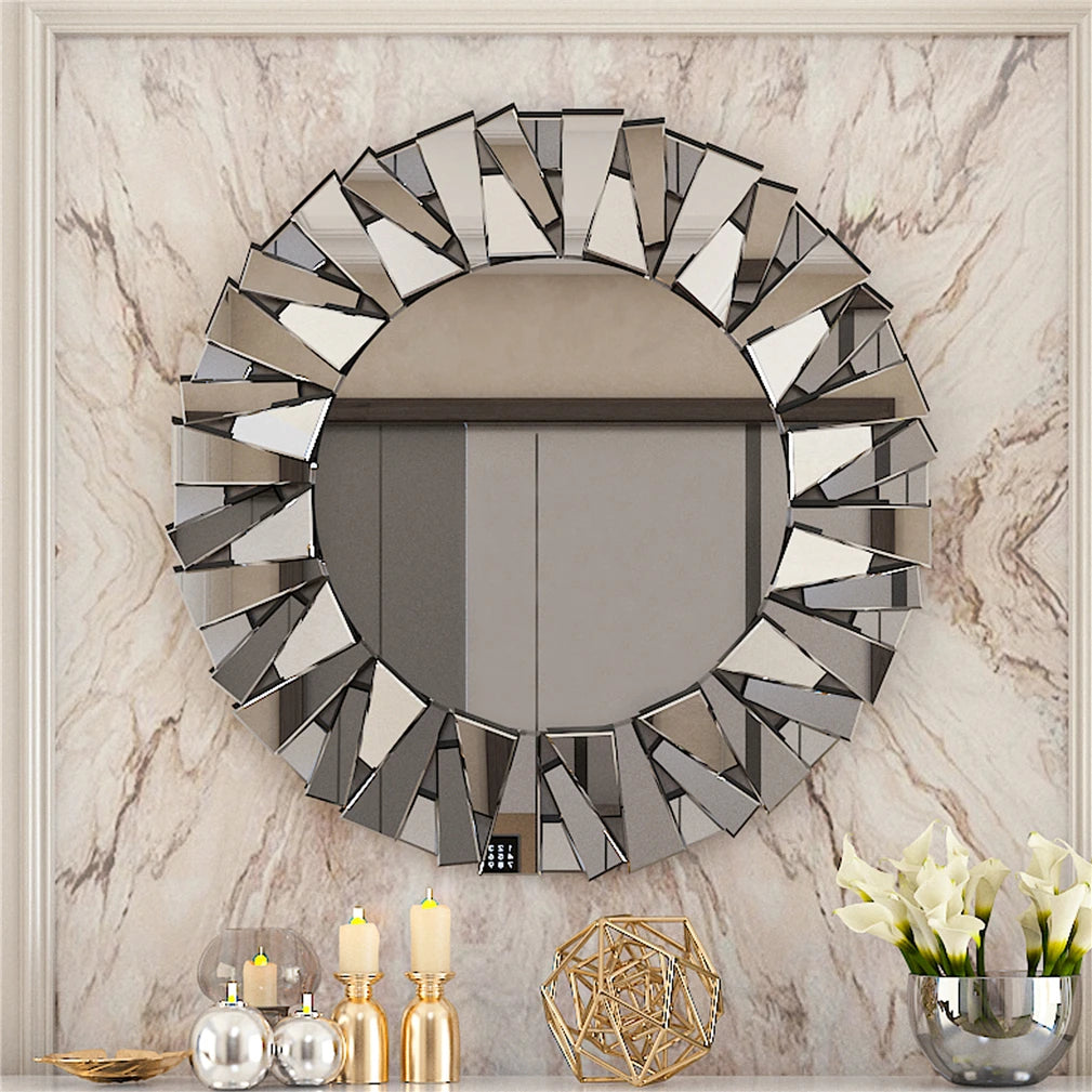 Unique Beveled Glass Sunburst Decorative Accent Wall Mirror