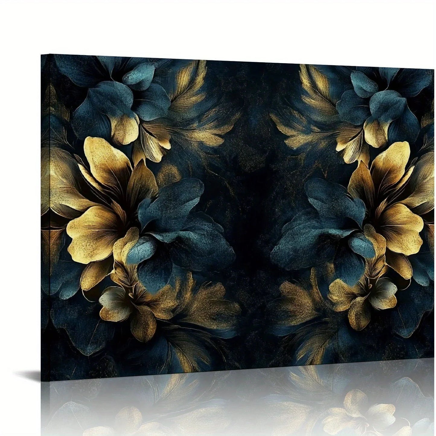 Dark Floral Canvas Painting on Black Background