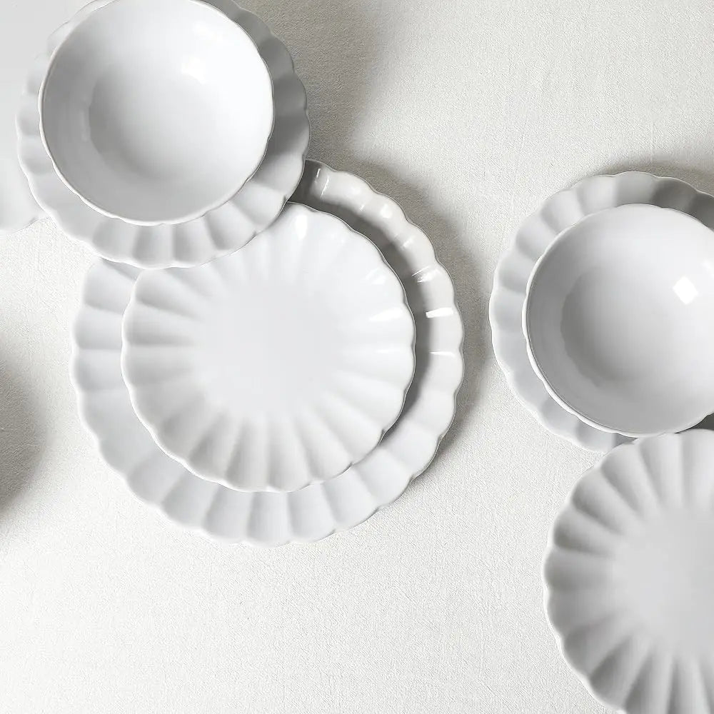 Phoenix 12-Piece Stoneware Dinnerware Set, White