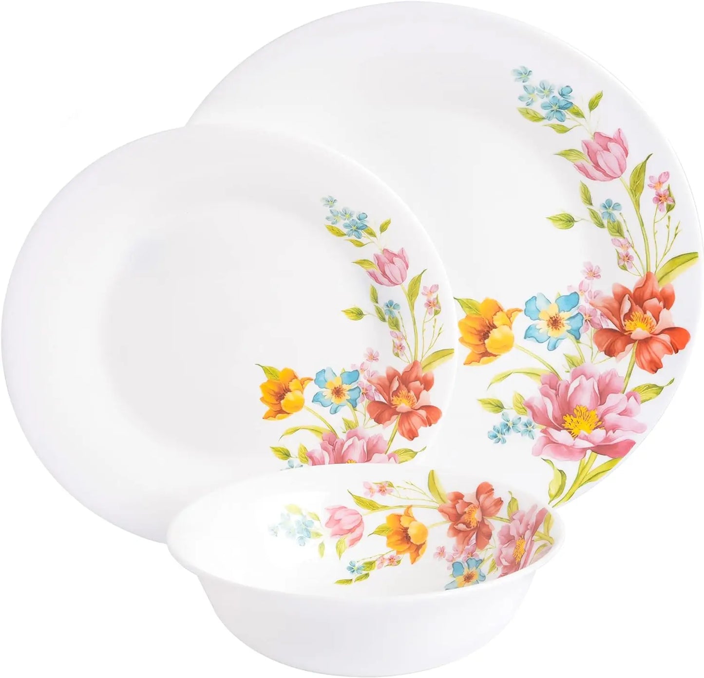 Ultra Break and Chip Resistant Dinnerware Set, Round: Service for 6 (18pcs)