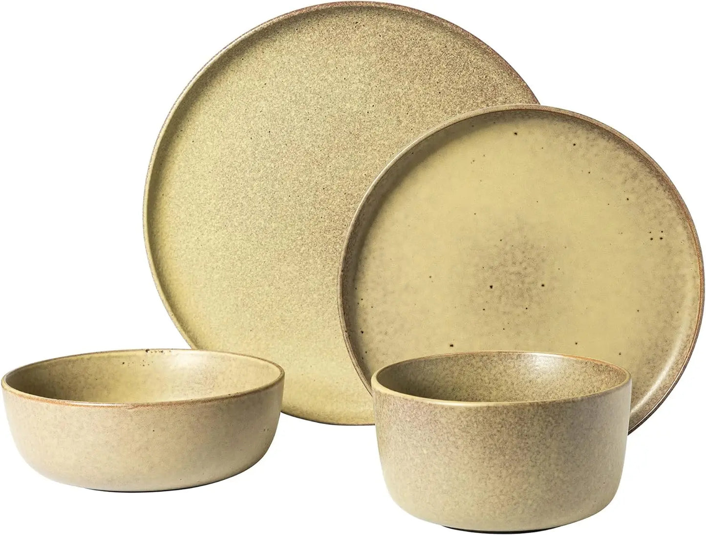 Mayfair Bay Embossed Double Bowl Dinnerware Set, Service for 4 (16pcs)