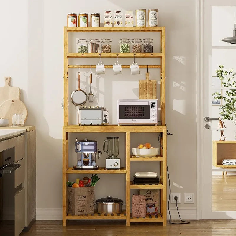 Freestanding Bakers Rack with Power Outlet