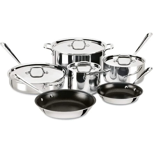 10 Piece D3 3-Ply Stainless Steel Non Stick Cookware Set