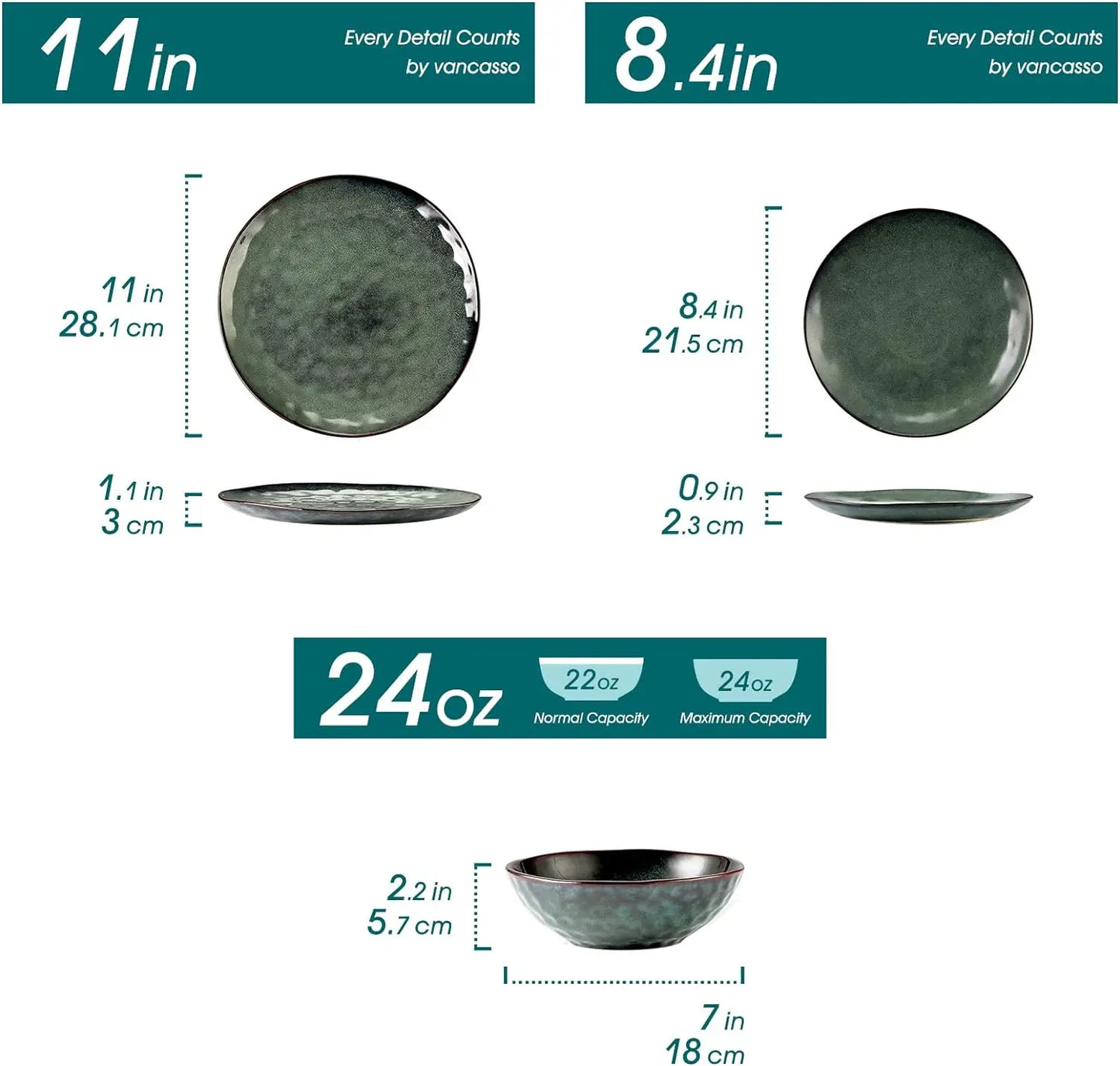 12 Piece, Reactive Change Glaze Dinner Set, Plates and Bowls Set