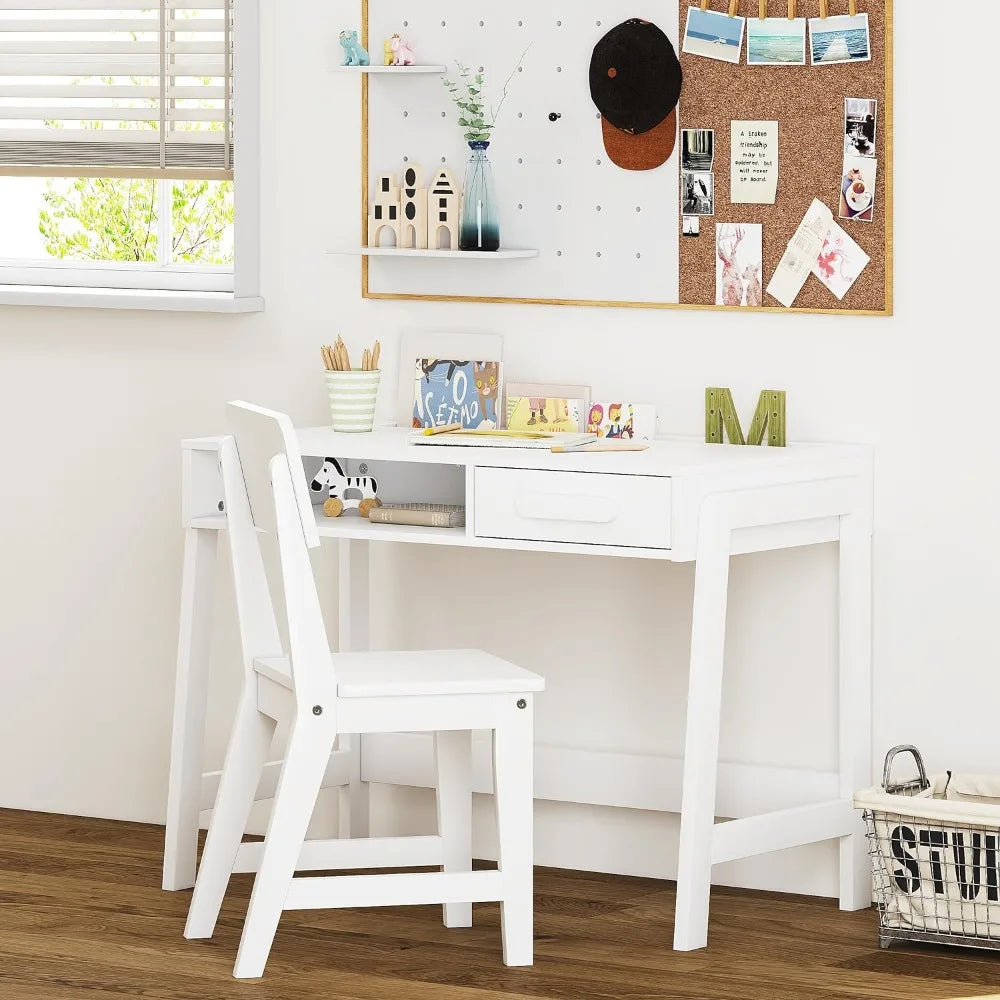 Kid's Wooden Study Table, Desk and Chair Set