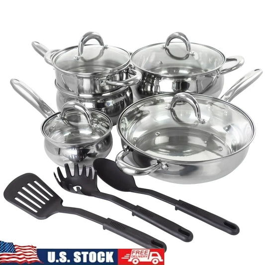 Ancona 12 Piece Stainless Steel Nonstick Cookware Set