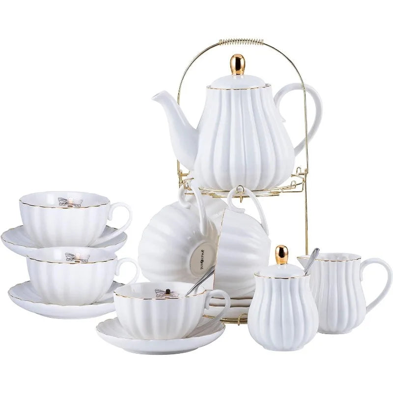 Cups& Saucer Service for 4, Teacup Set