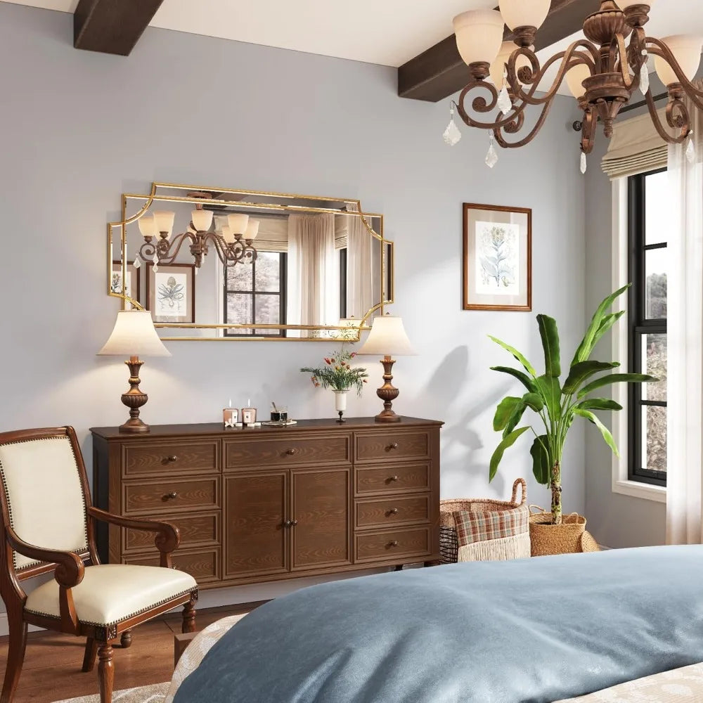 Gold Art Decorative Beveled Traditional Wall Mirror