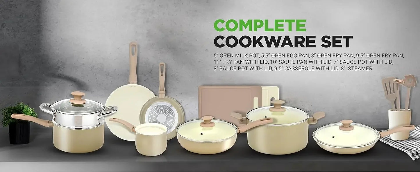 Nutrichef 54-Piece Marble Non-Stick Cookware and Bakeware Set