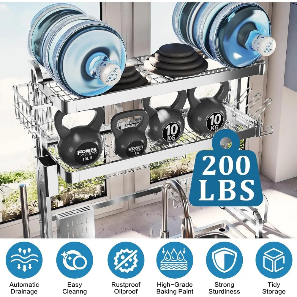 3-Tier Over Sink Drying Drainer Rack, Stainless Steel, Adjustable