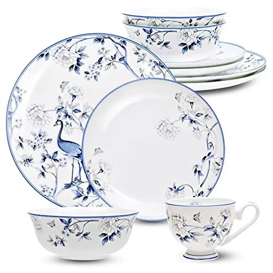 16-Piece  Jingdezhen Blue & White Top-Grade Bone China Dinnerware Set