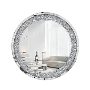 32" Round Crushed Diamond Accent Wall Mirror