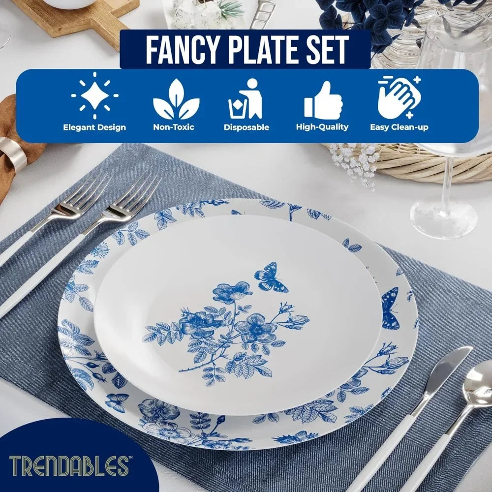 80 Piece Plastic Disposable Plates Set For 40 Guests