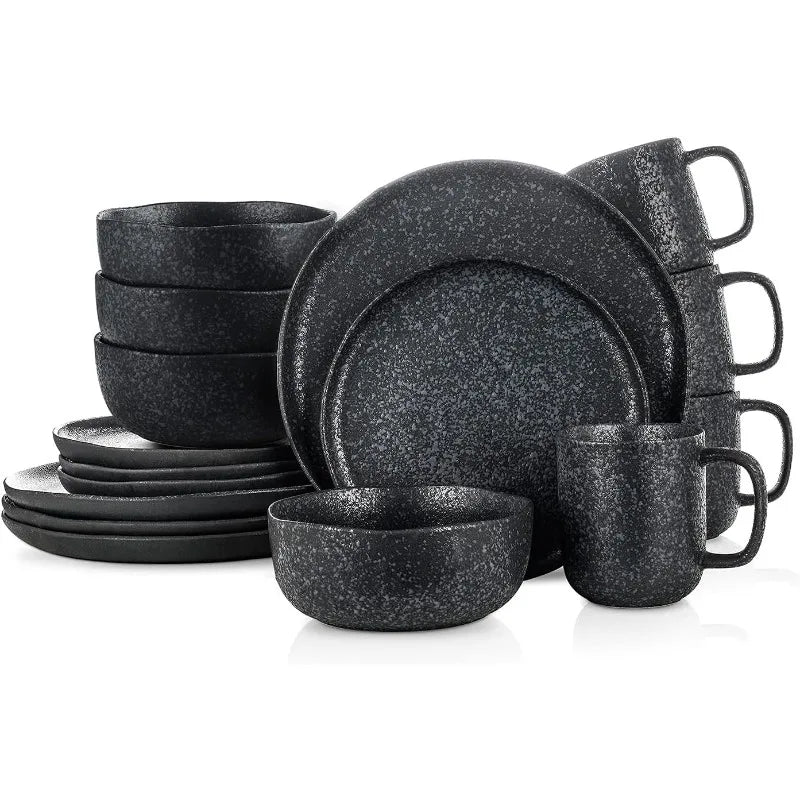 Tom Stoneware Reactive Glaze Dinnerware Set, 16/32 piece