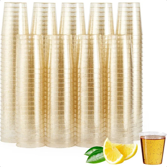 200 piece Elegant Gold Glitter 2oz Shot Glasses