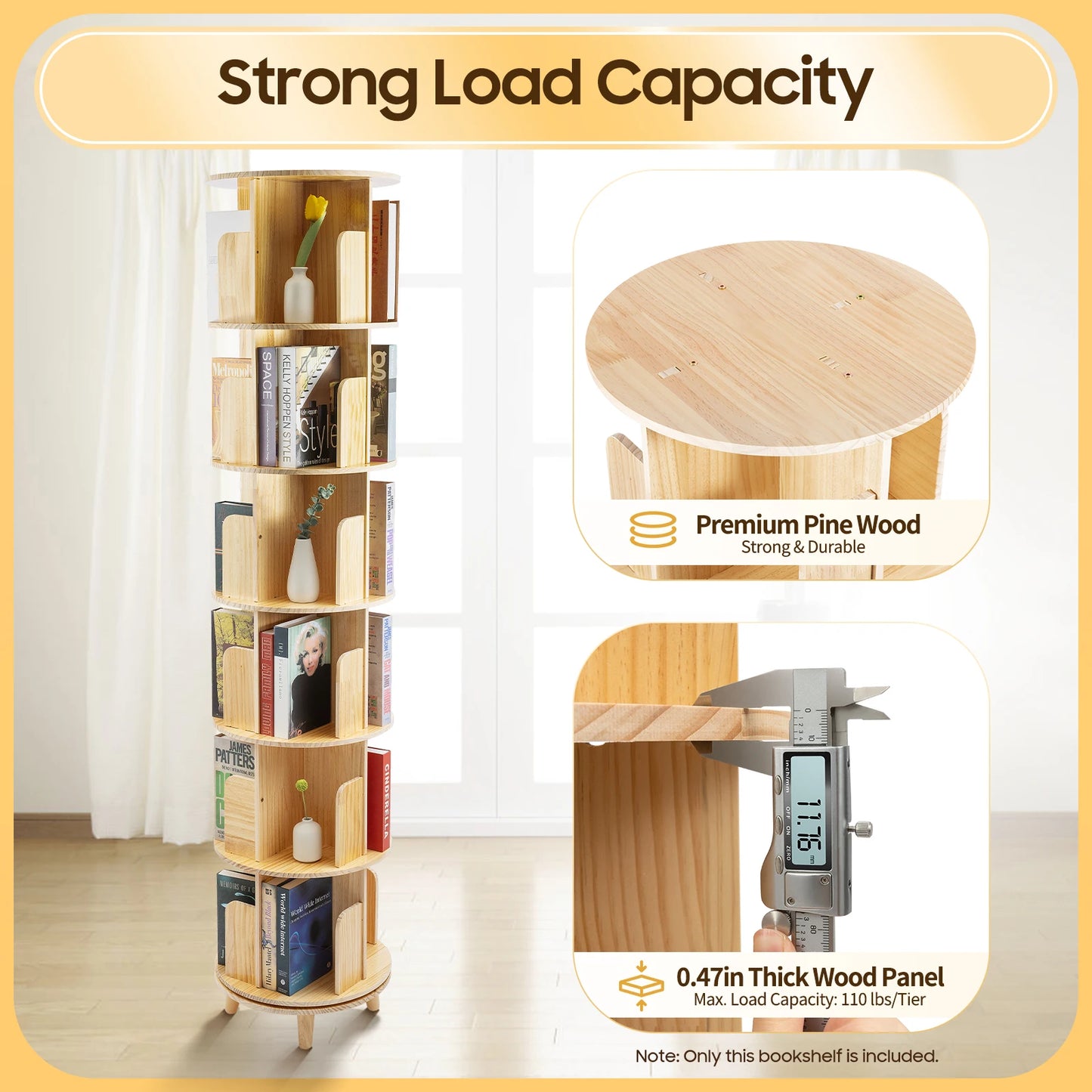 Kids' 6-Tier 360° Rotating Bookshelf