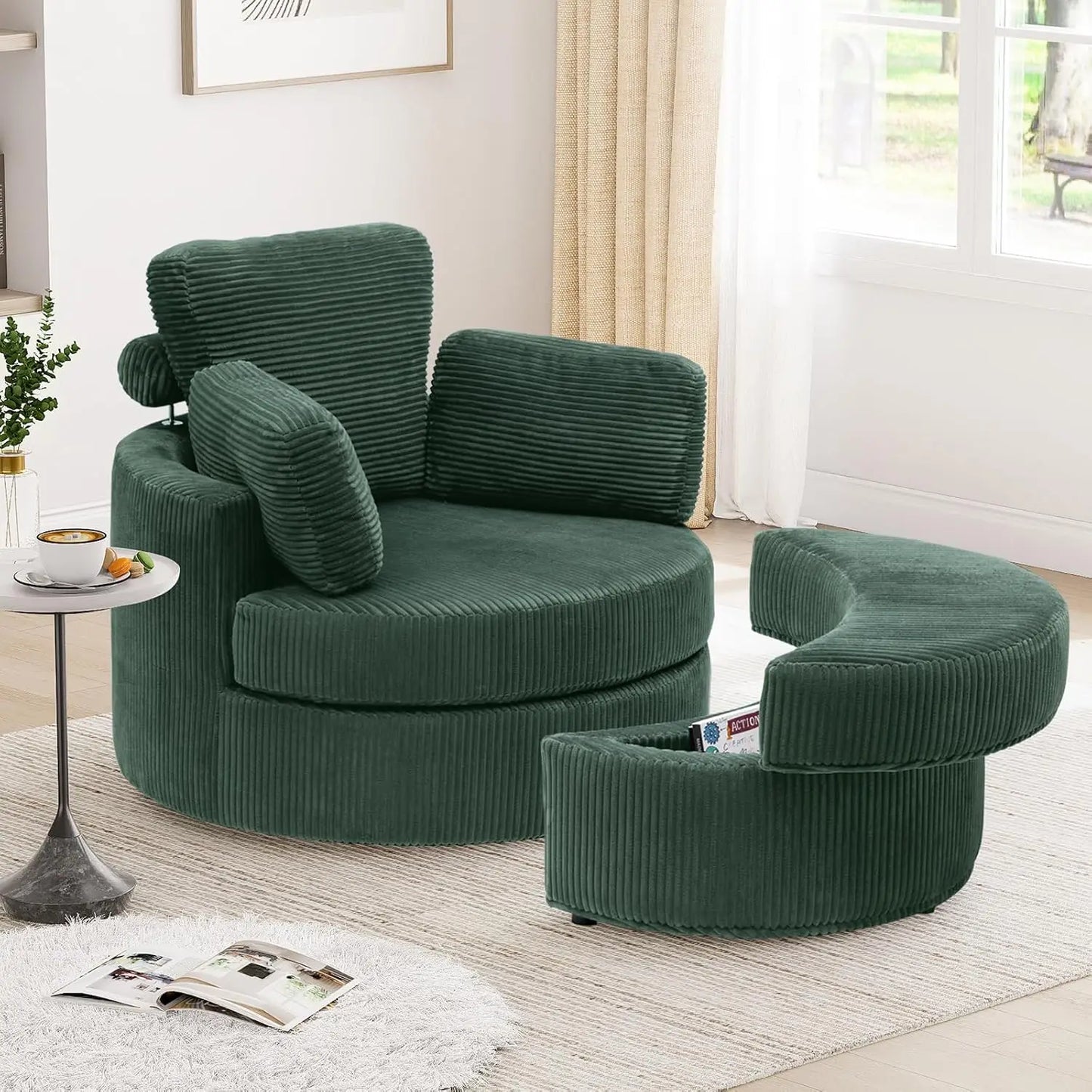 Swivel Round Lounge Chair with Ottoman