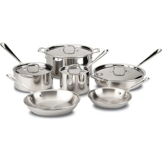 10 Piece Tri-Ply Stainless Steel Cookware Set