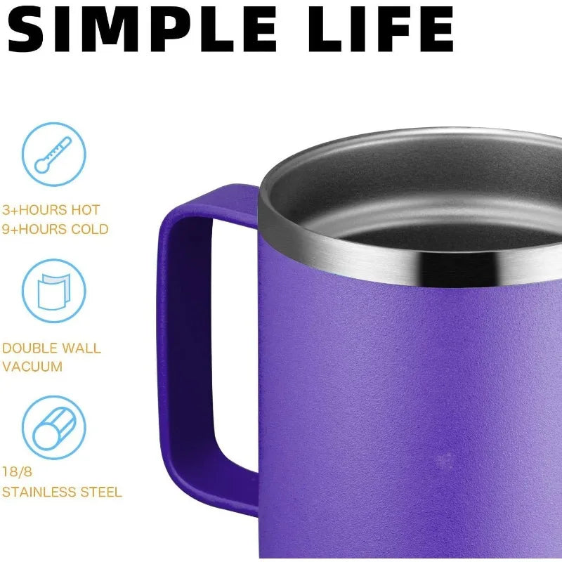 12oz Stainless Steel Insulated Coffee Mug With Handle