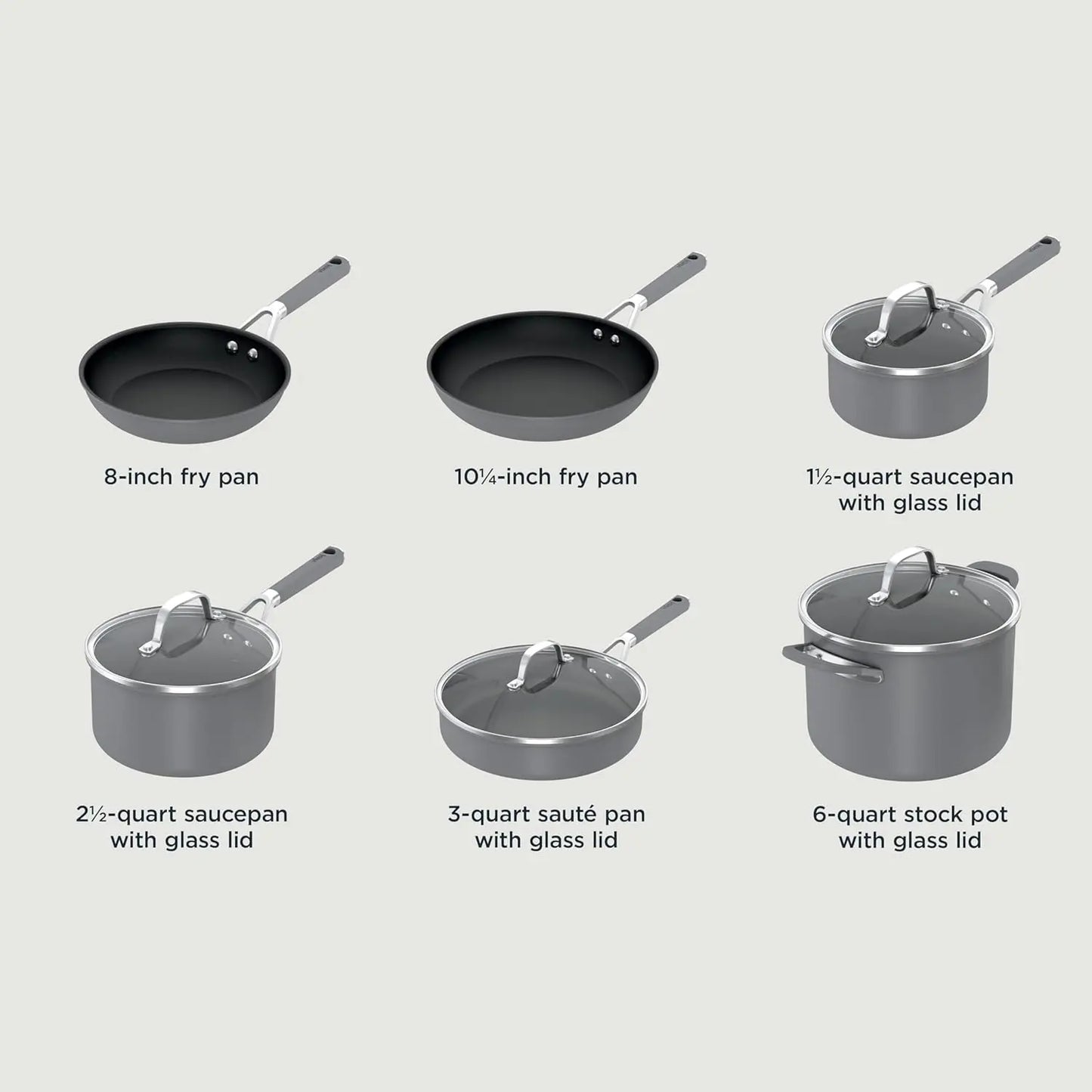 Pots and Pans Set Non Stick | Comfort Grip 10-Piece Cookware Set with NeverStick