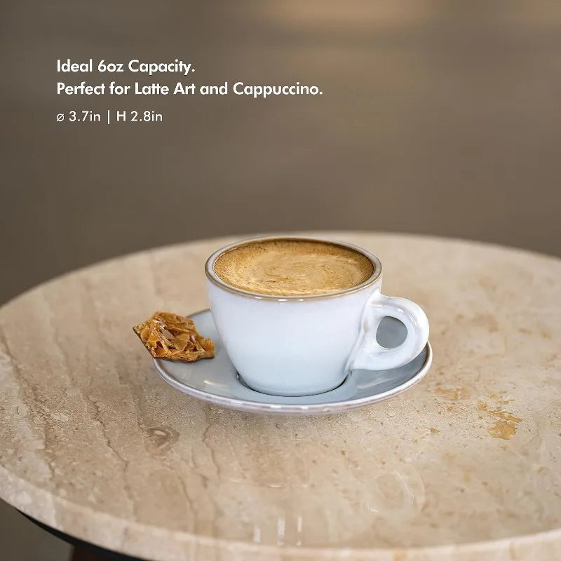 Thick-walled stoneware cappuccino cup set of 4 [6oz]