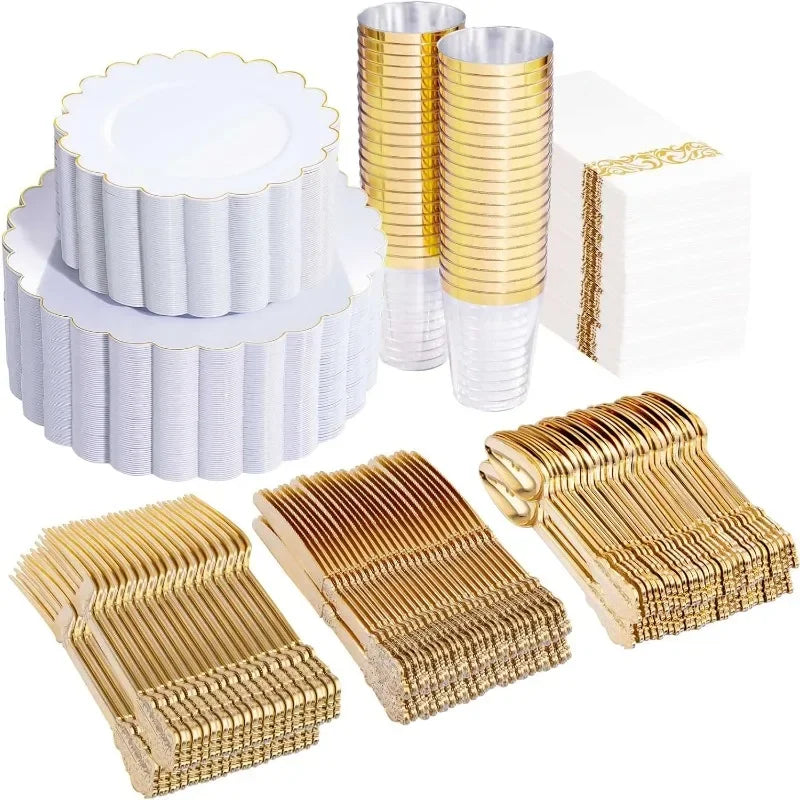 350 pcs Plastic Dinnerware Set