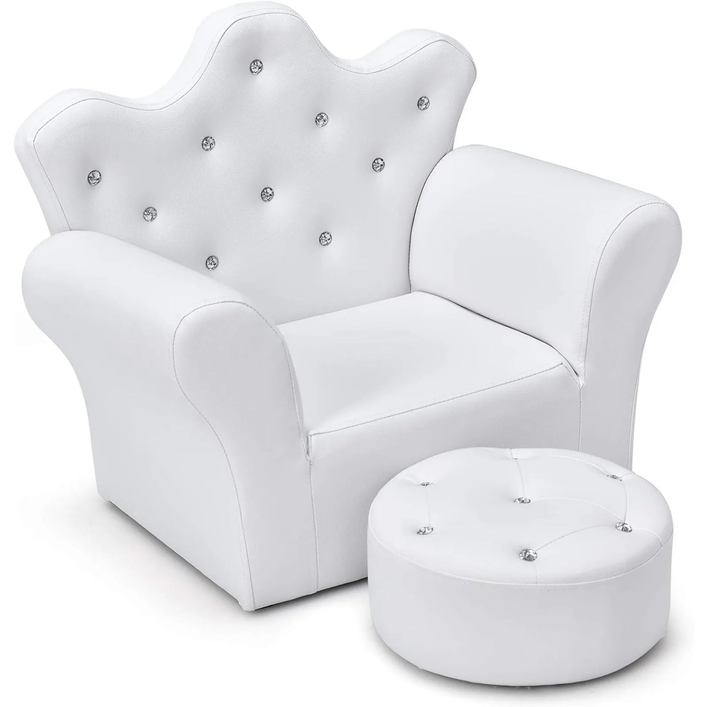 Children's Upholstered Princess Chair with Ottoman