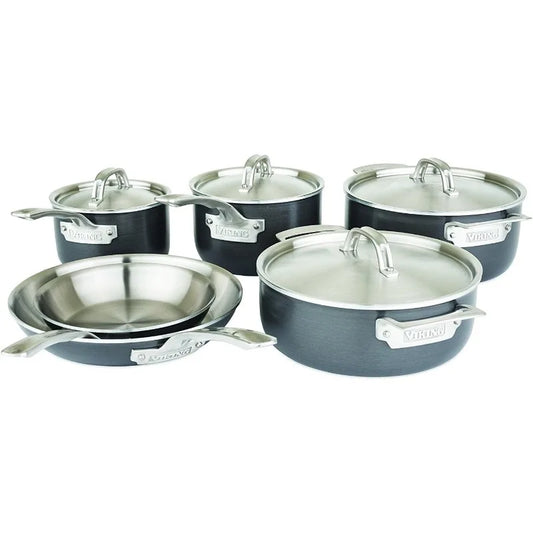 Viking Culinary 5-Ply Hard Stainless Cookware Set, 10 Piece